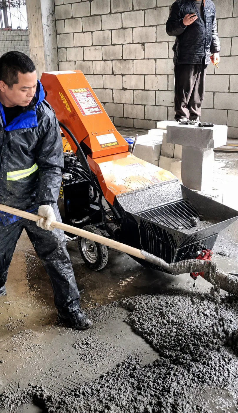 Concrete pump operating on a construction site