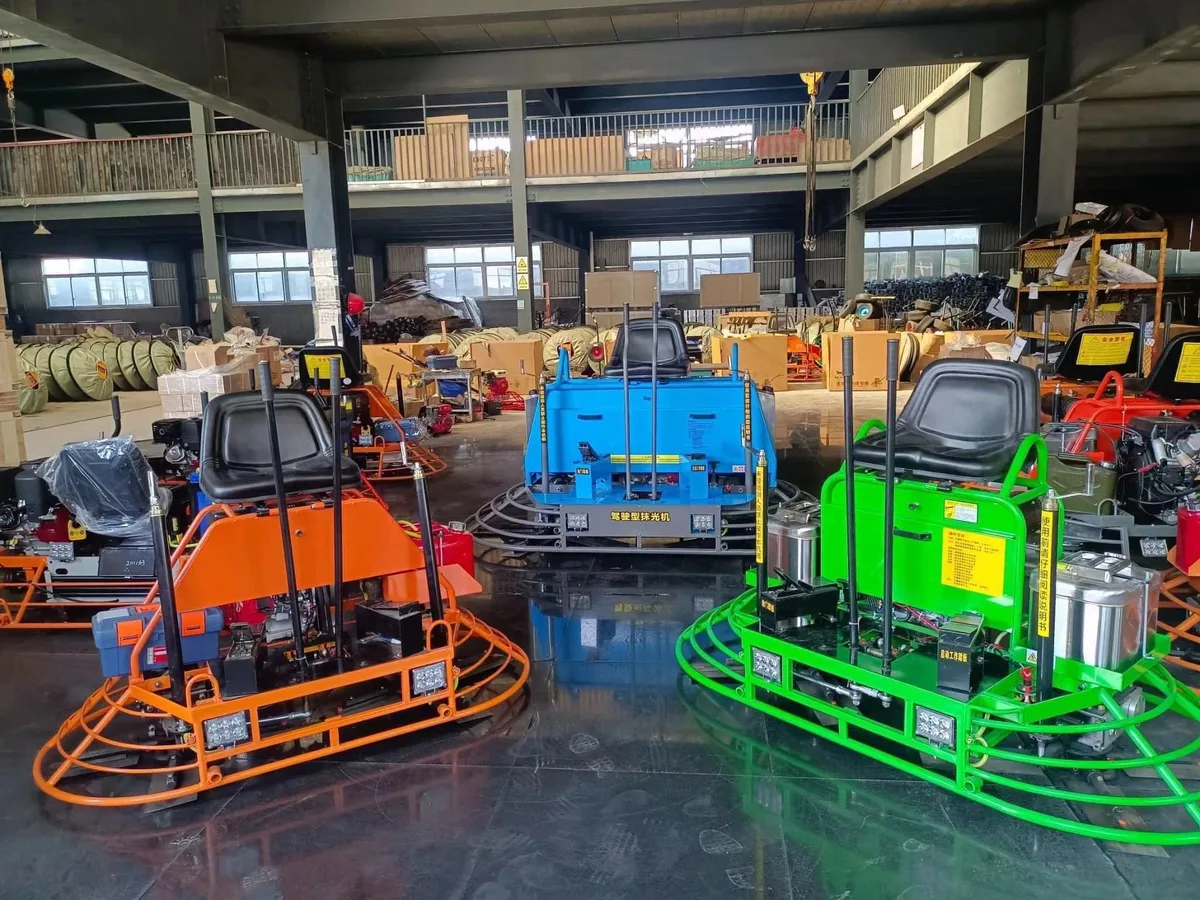 Ride-on floor trowels prepared for a United States customer